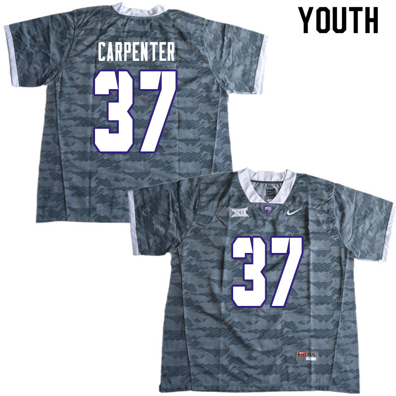 Youth #37 Travis Carpenter TCU Horned Frogs College Football Jerseys Sale-Gray - Click Image to Close